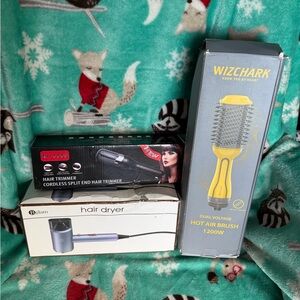 Hair Tool Bundle (Hot Air Brush, Hair Dryer, Split end Trimmer) New Open Box